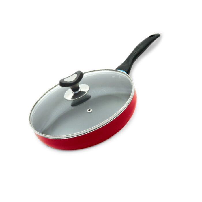 Non Stick Glamour Fry Pan with Lid (Marun) -28 CM - Image 1